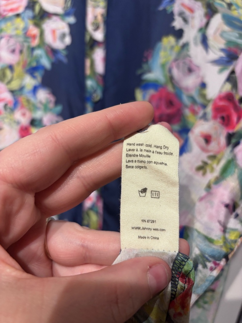 Johnny Was Silk Floral Button Front Top in Blue, Pink, Green - Picture 4 of 12